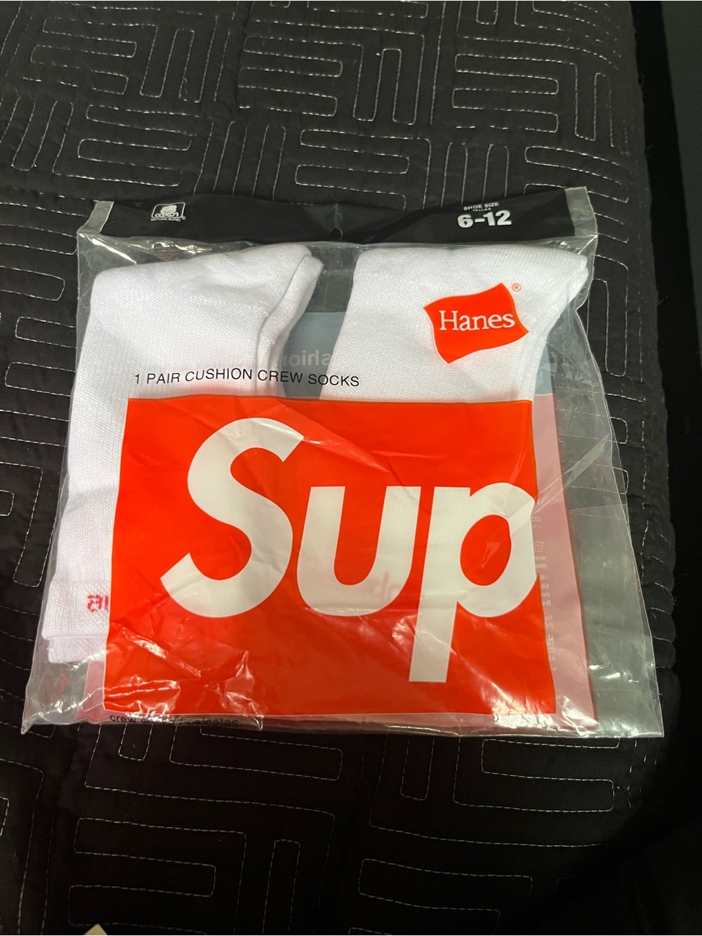Hanes White Crew Socks with Bold Orange-Red Logo Pack